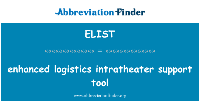 ELIST: enhanced logistics intratheater support tool