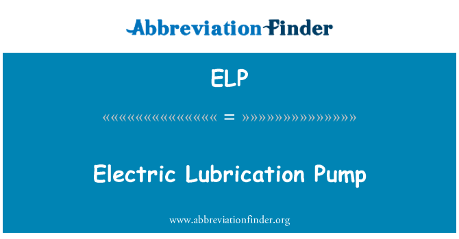 ELP: Il-pompa elettrika ta ' lubrifikazzjoni