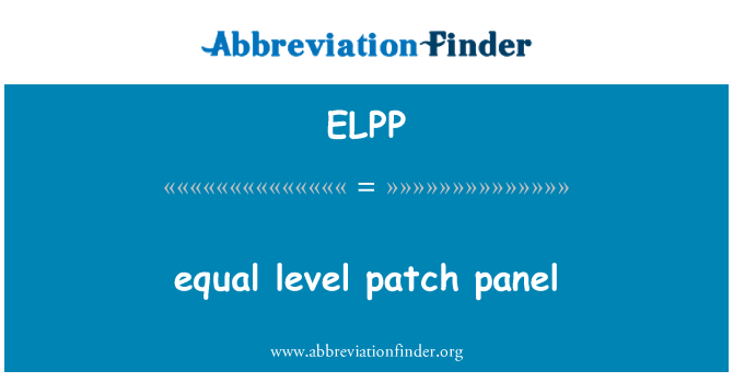 ELPP: stejné úrovni propojovací panel