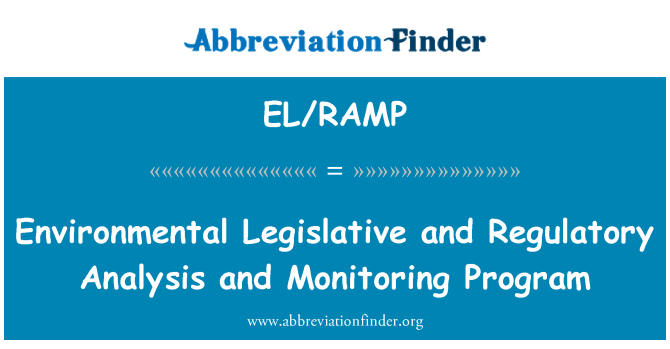 EL/RAMP: Okoljske analize zakonodajni in regulativni in nadzorni Program