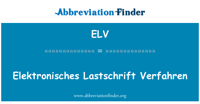 ELV: Elektronisches Lastschrift especializada verfahren acontecerá