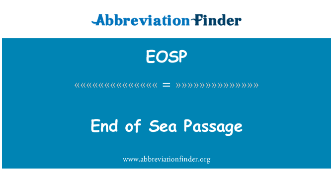 EOSP: Sfârşitul de mare trecere