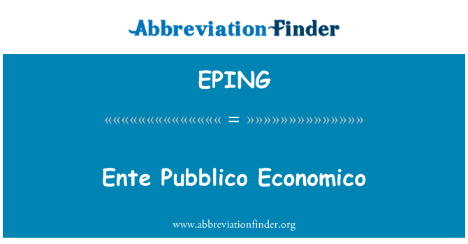 EPING: Ente Pubblico Economico