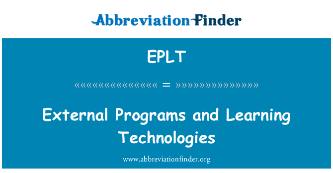 EPLT: Внешние программы и технологии обучения