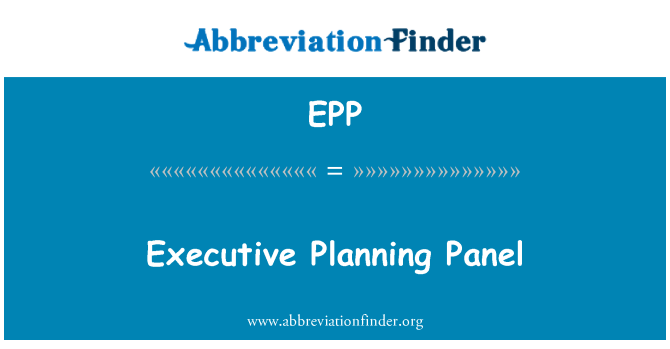 EPP: Panel cynllunio gweithredol