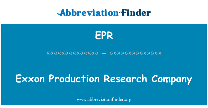 EPR: Cwmni ymchwil cynhyrchu Exxon