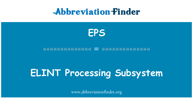 EPS: ELINT behandling delsystem