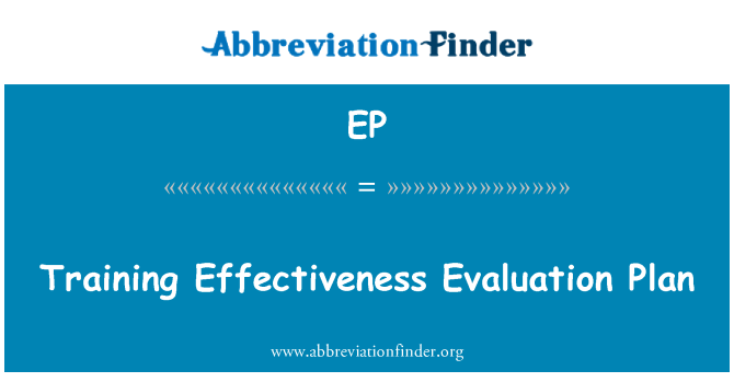EP: 培训效果评估计划