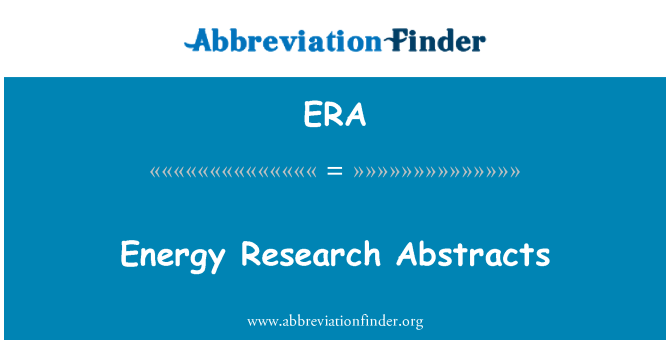 ERA: Рефераты исследований энергии