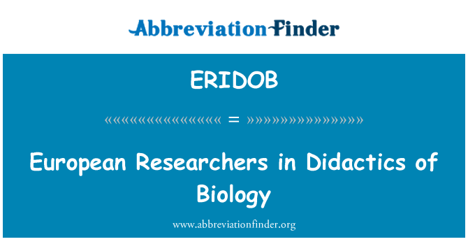 ERIDOB: חוקרים אירופאים בדו Didactics של הביולוגיה