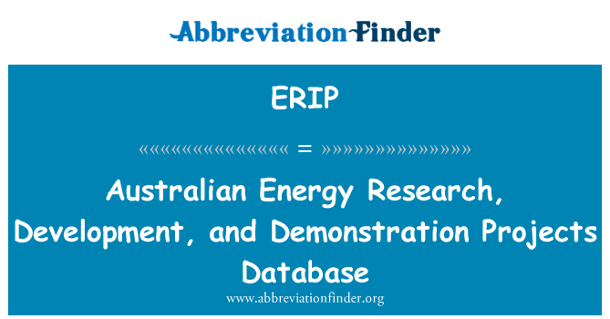 ERIP: Australian Energy Research, Development, and Demonstration Projects Database