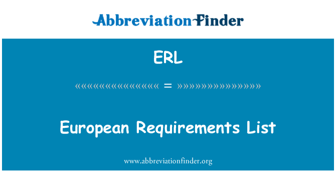 ERL: لیست مورد نیاز اروپا