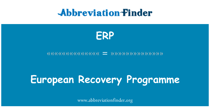 ERP: European Recovery Programm