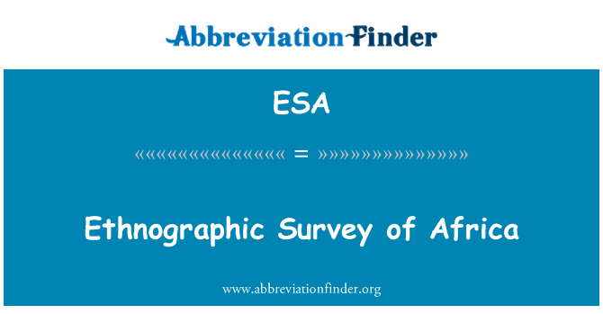 ESA: Etnografisk undersökning av Afrika