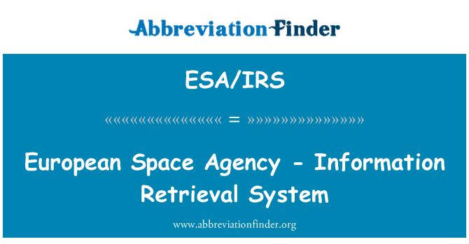 ESA/IRS: Ajans lespas Ewopeyen - sistèm enfòmasyon Récupération
