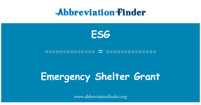 ESG: Noodgevallen Shelter Grant