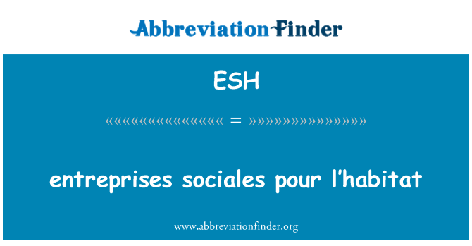ESH: Entreprises sociales pour l'habitat