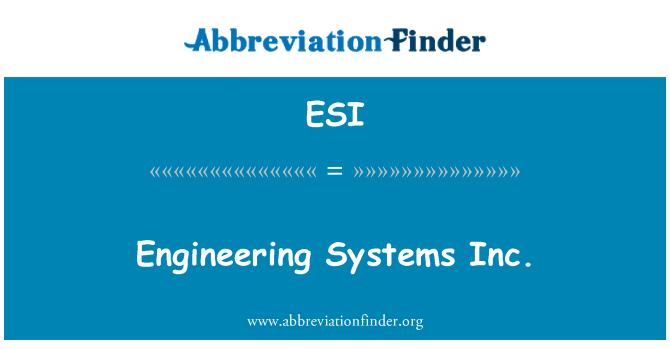 ESI: Inginerie Systems Inc