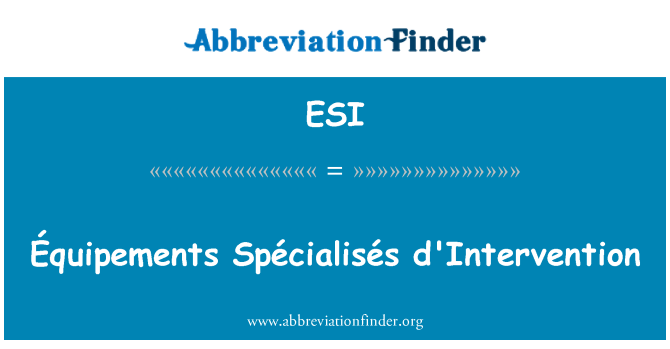 ESI: Équipements Spécialisés d ' intervenční