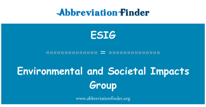 ESIG: Environmental and Societal Impacts Group