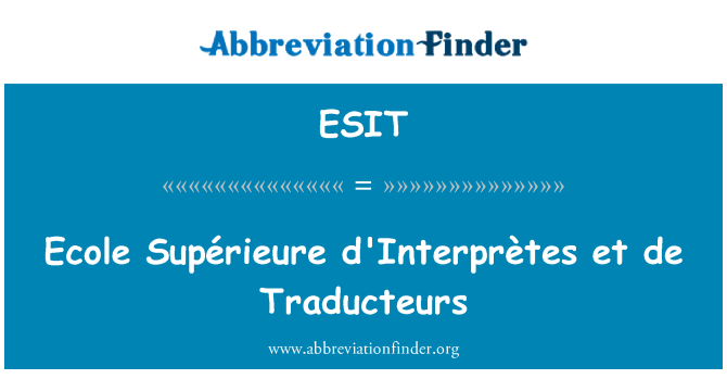 ESIT: Ecole Supérieure d 