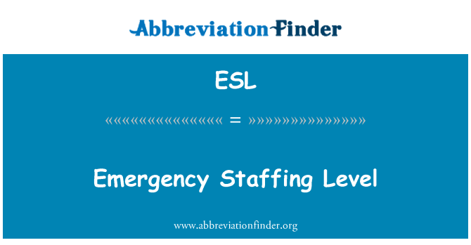 ESL: Emergency Staffing Level