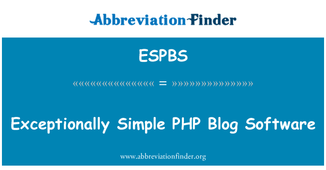 ESPBS: Mimořádně jednoduchý PHP Blog Software