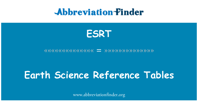 ESRT: Earth Science referencetabeller
