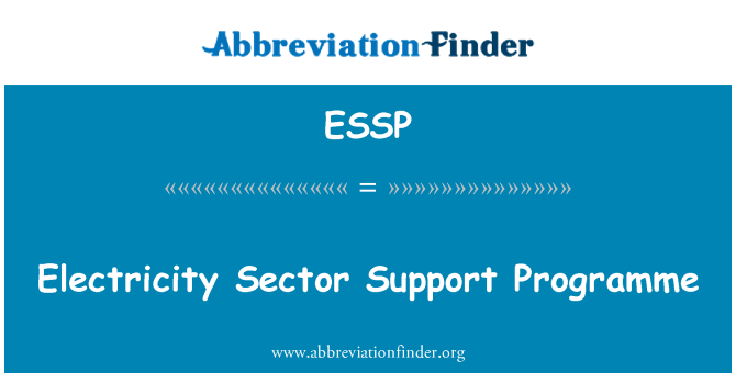 ESSP: Program podpory sektoru elektřiny