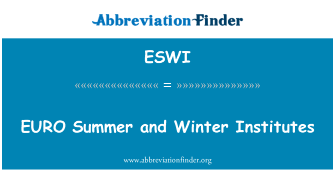 ESWI: EURO zomer en Winter instituten