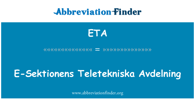 ETA: E-Sektionens Teletekniska Avdelning