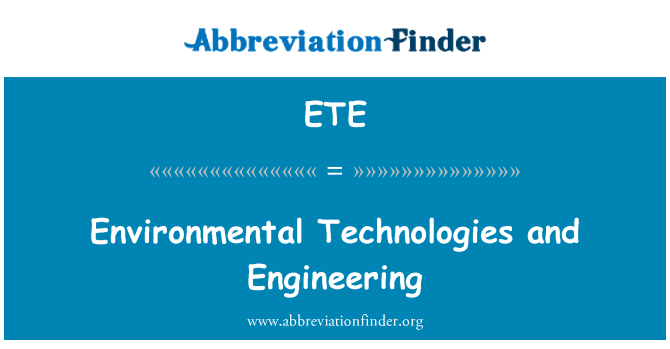 ETE: Environmentální technologie a inženýrství