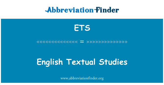 ETS: English Textual Studies