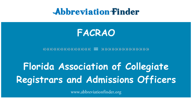 FACRAO: פלורידה התאחדות המכללות המרשמים נראית לכאורה כעסקה וקצינים הקבלה