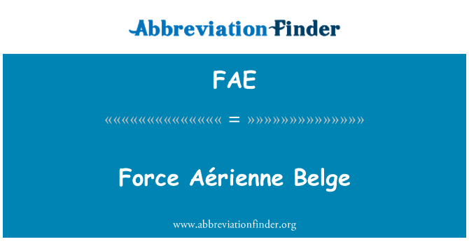 FAE: Force Aérienne Belge