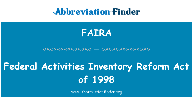 FAIRA: Aktivite federal envantè refòm lwa sou 1998