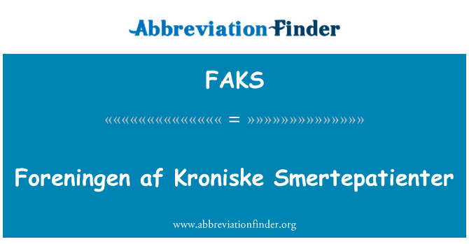 FAKS: Foreningen 自动对焦 Kroniske Smertepatienter