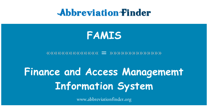 FAMIS: Finanza e sistema di informazione di accesso Managememt