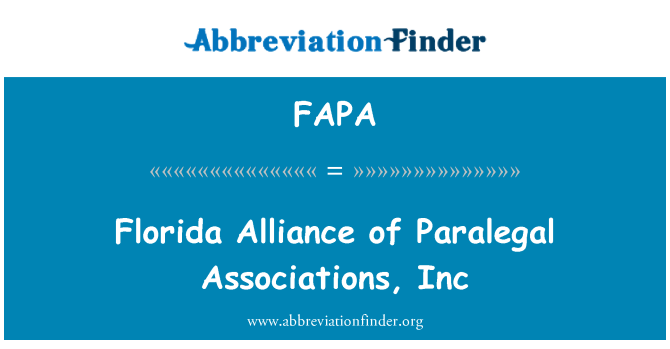 FAPA: Florida-Allianz der Paralegal Verbände, Inc