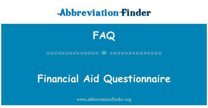 FAQ: Finanční pomoc dotazník