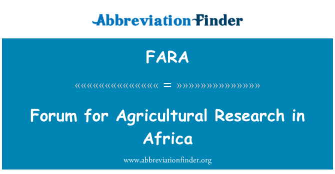 FARA: افریقہ میں زرعی تحقیق کے لئے فورم