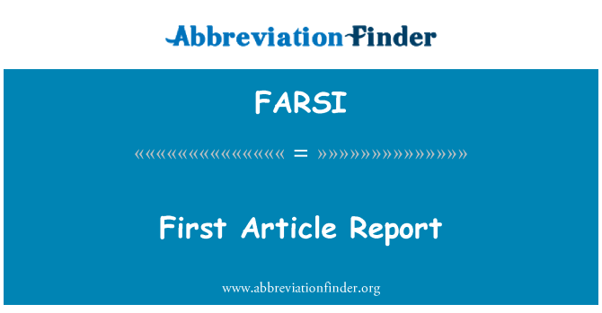 FARSI: Esimene artikkel aruanne