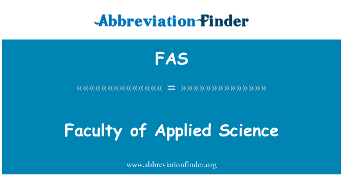 FAS: Facoltà di scienze applicate