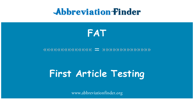 FAT: Primer Article proves