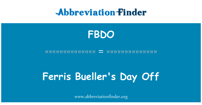 FBDO: Ferris Bueller hari cuti
