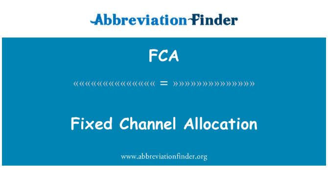 FCA: Fiksni kanal dodelitev