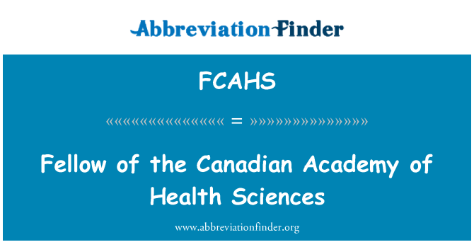 FCAHS: 加拿大卫生研究院科学的家伙