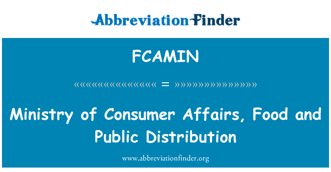 FCAMIN: Ministry of Consumer Affairs, Food and Public Distribution