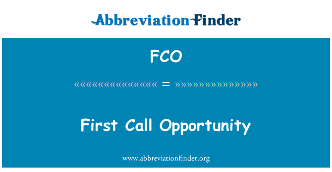 FCO: Pirmasis skambutis galimybė