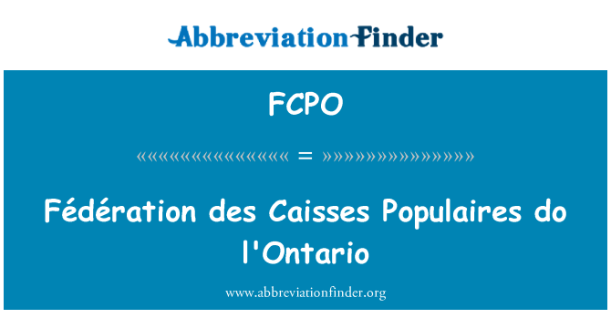 FCPO: Fédération des Caisses Populaires tun l